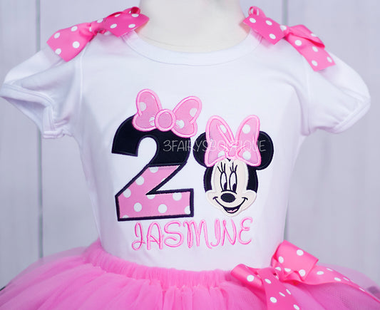 Minnie Mouse Birthday Tutu Outfit Personalized Embroidery.